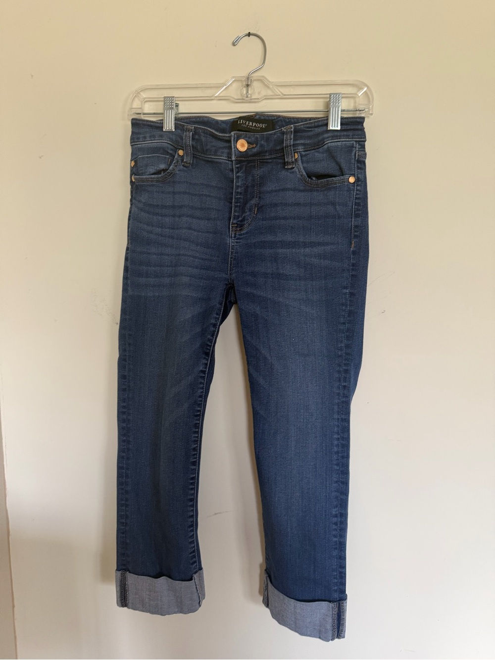 Liverpool Dark Blue Rolled Ankle Jeans